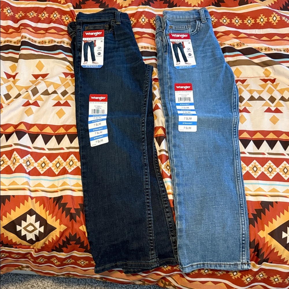 Wrangler Boy's Slim Jeans - Dark Blue and Light Blue